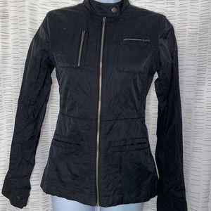 Converse black zip up moto jacket XS 4 pockets lightweight